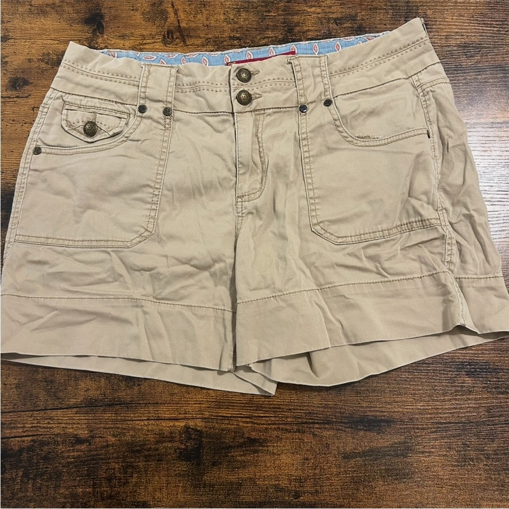 One Sone Khaki Utility Shorts Size 12 Cotton Stretch - Picture 2 of 8